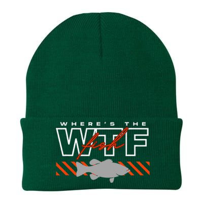 Wheres The Fish Wtf Funny Fishing Joke Knit Cap Winter Beanie