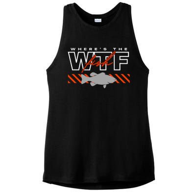 Wheres The Fish Wtf Funny Fishing Joke Ladies PosiCharge Tri-Blend Wicking Tank