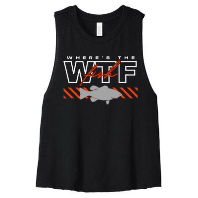 Wheres The Fish Wtf Funny Fishing Joke Women's Racerback Cropped Tank