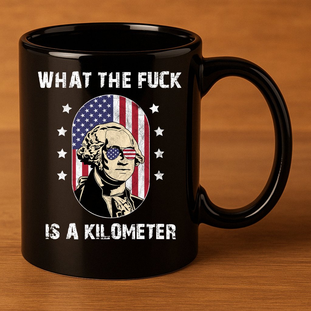 What The F*ck Is A Kilometer Funny George Washington USA 11oz C Handle Ceramic Mug