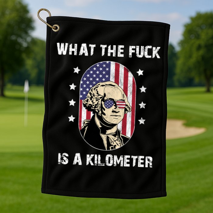 What The F*ck Is A Kilometer Funny George Washington USA Golf Towel