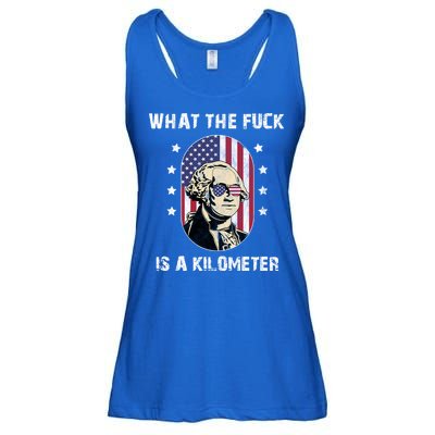 What The F*ck Is A Kilometer Funny George Washington USA Ladies Essential Flowy Tank