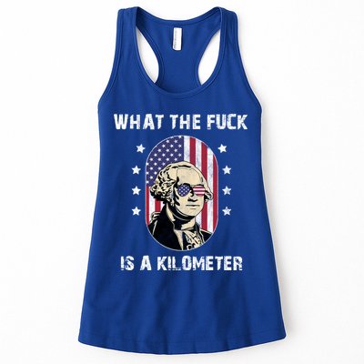 What The F*ck Is A Kilometer Funny George Washington USA Womens Tank Top