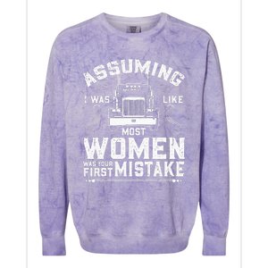 Woman Trucker Female Truck Driver Colorblast Crewneck Sweatshirt