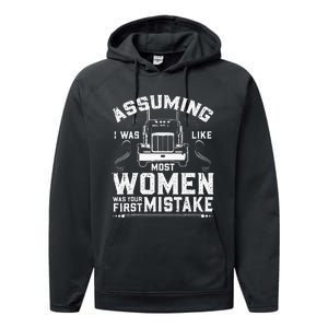 Woman Trucker Female Truck Driver Performance Fleece Hoodie