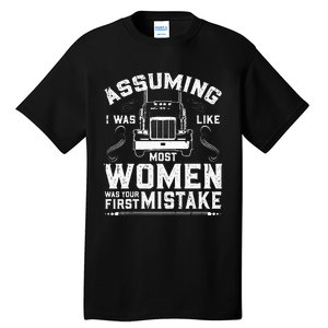 Woman Trucker Female Truck Driver Tall T-Shirt