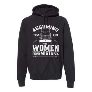 Woman Trucker Female Truck Driver Premium Hoodie