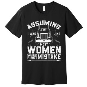 Woman Trucker Female Truck Driver Premium T-Shirt