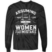 Woman Trucker Female Truck Driver Tie-Dye Long Sleeve Shirt