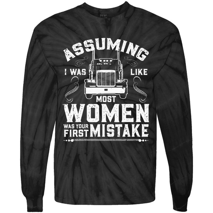 Woman Trucker Female Truck Driver Tie-Dye Long Sleeve Shirt