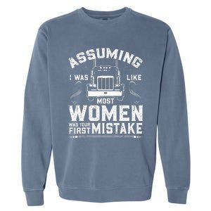 Woman Trucker Female Truck Driver Garment-Dyed Sweatshirt