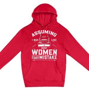 Woman Trucker Female Truck Driver Premium Pullover Hoodie