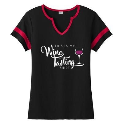 Wine Tasting Funny Cute Drinking Wine Lover Gift Ladies Halftime Notch Neck Tee