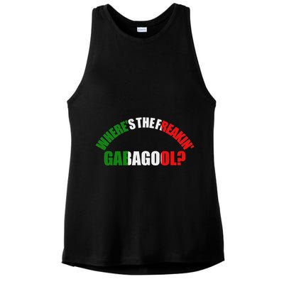 WhereS The Freakin Gabagool Meme Capicola Italian American Ladies PosiCharge Tri-Blend Wicking Tank