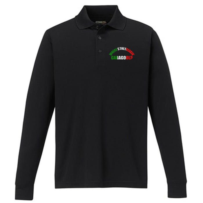 WhereS The Freakin Gabagool Meme Capicola Italian American Performance Long Sleeve Polo