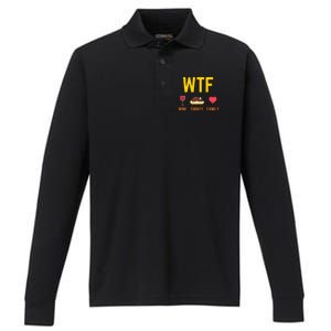 Wine Turkey Family Funny Thanksgiving Food Gift Fall Season Cool Gift Performance Long Sleeve Polo