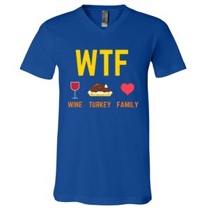 Wine Turkey Family Funny Thanksgiving Food Gift Fall Season Cool Gift V-Neck T-Shirt