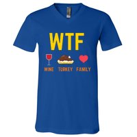 Wine Turkey Family Funny Thanksgiving Food Gift Fall Season Cool Gift V-Neck T-Shirt