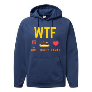 Wine Turkey Family Funny Thanksgiving Food Gift Fall Season Cool Gift Performance Fleece Hoodie