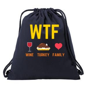 Wine Turkey Family Funny Thanksgiving Food Gift Fall Season Cool Gift Drawstring Bag