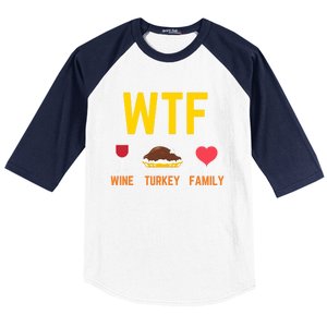 Wine Turkey Family Funny Thanksgiving Food Gift Fall Season Cool Gift Baseball Sleeve Shirt