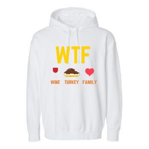 Wine Turkey Family Funny Thanksgiving Food Gift Fall Season Cool Gift Garment-Dyed Fleece Hoodie