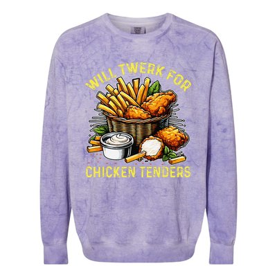 Will Twerk For Chicken Tenders Funny Colorblast Crewneck Sweatshirt