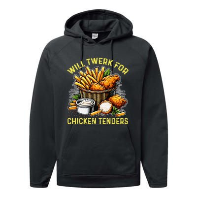 Will Twerk For Chicken Tenders Funny Performance Fleece Hoodie