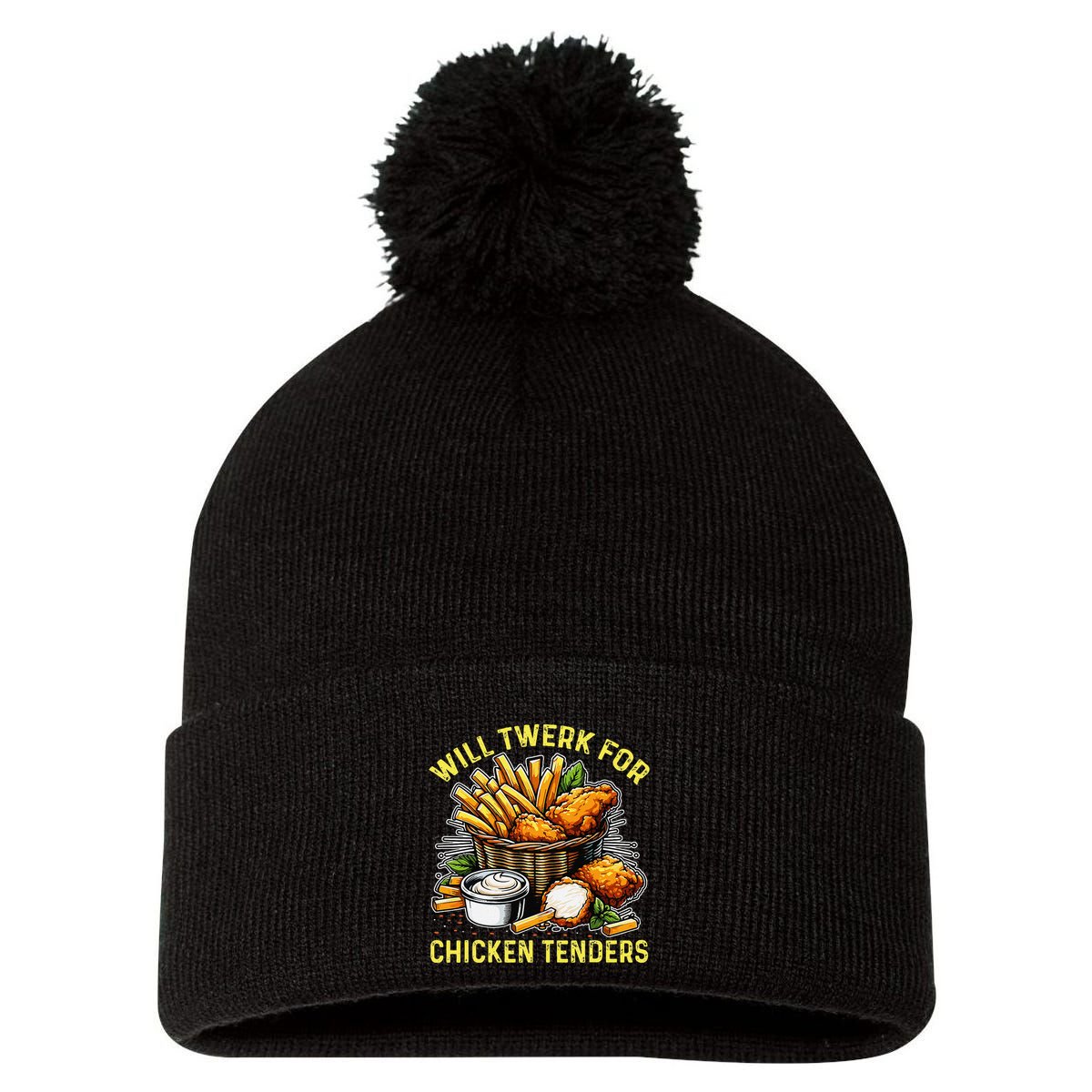 Will Twerk For Chicken Tenders Funny Pom Pom 12in Knit Beanie