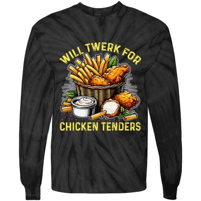 Will Twerk For Chicken Tenders Funny Tie-Dye Long Sleeve Shirt