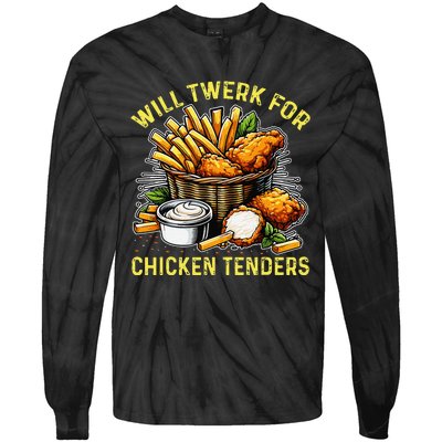 Will Twerk For Chicken Tenders Funny Tie-Dye Long Sleeve Shirt