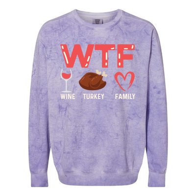 Wine Turkey Family Holiday Person Gift Colorblast Crewneck Sweatshirt