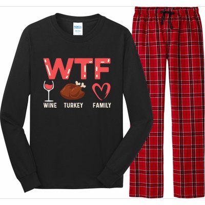 Wine Turkey Family Holiday Person Gift Long Sleeve Pajama Set