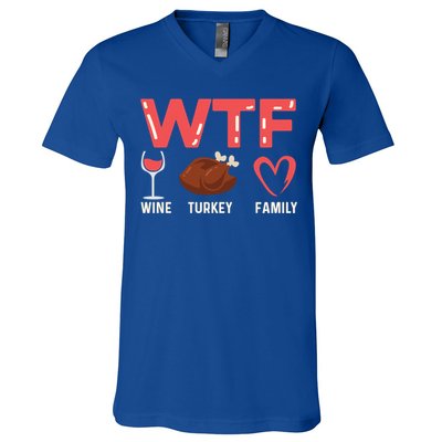 Wine Turkey Family Holiday Person Gift V-Neck T-Shirt