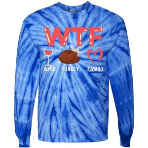 Wine Turkey Family Holiday Person Gift Tie-Dye Long Sleeve Shirt