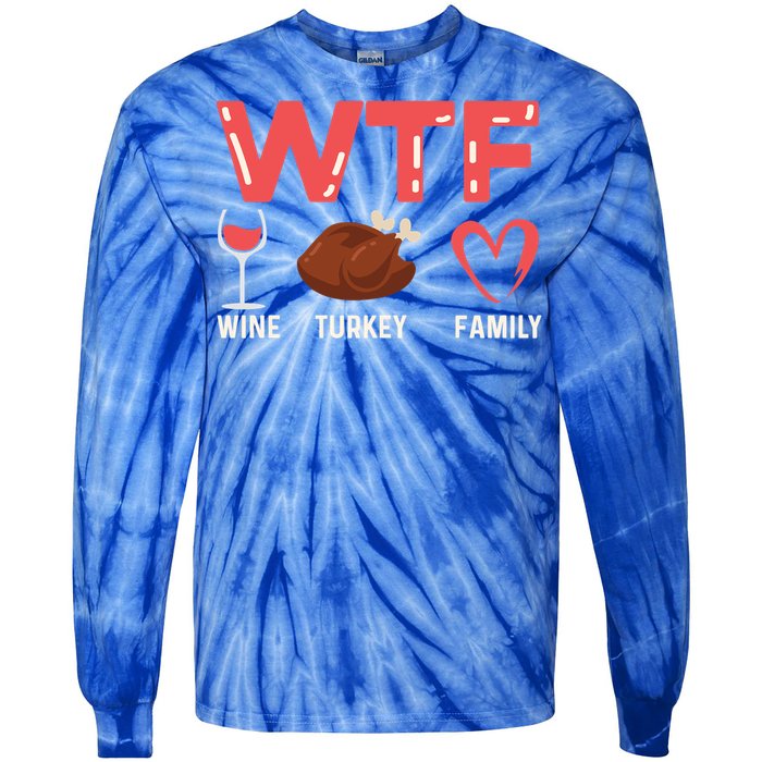 Wine Turkey Family Holiday Person Gift Tie-Dye Long Sleeve Shirt