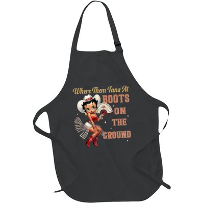 Where Them Fans At Cowgirl Linedance Boot On The Ground  Full-Length Apron With Pockets