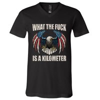 What The Fuck Is A Kilometer George Washington July 4th V-Neck T-Shirt