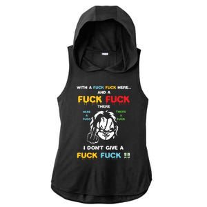 With The Fuck Everywhere Funny Horror Halloween Costume Ladies PosiCharge Tri-Blend Wicking Draft Hoodie Tank