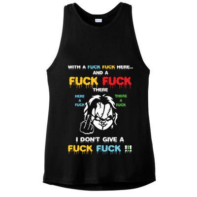 With The Fuck Everywhere Funny Horror Halloween Costume Ladies PosiCharge Tri-Blend Wicking Tank