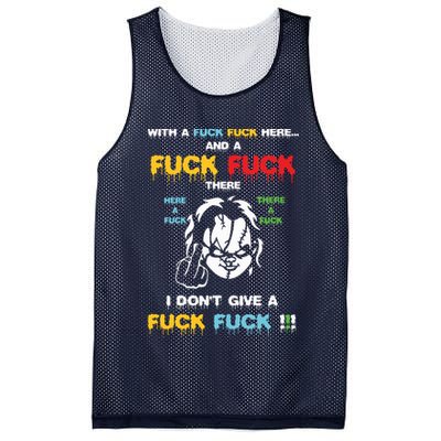 With The Fuck Everywhere Funny Horror Halloween Costume Mesh Reversible Basketball Jersey Tank