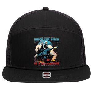 What The Fuck Is A Kilometer Funny George Washington 7 Panel Mesh Trucker Snapback Hat