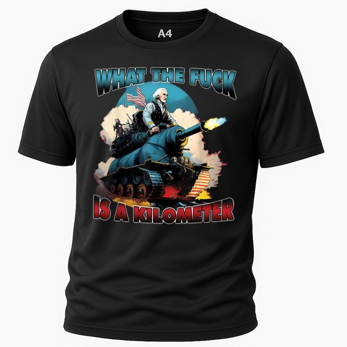 What The Fuck Is A Kilometer Funny George Washington Cooling Performance Crew T-Shirt
