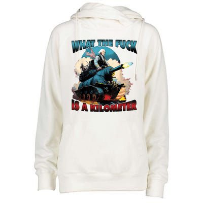 What The Fuck Is A Kilometer Funny George Washington Womens Funnel Neck Pullover Hood