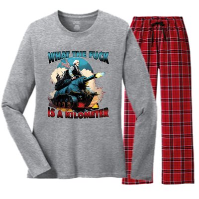 What The Fuck Is A Kilometer Funny George Washington Women's Long Sleeve Flannel Pajama Set 