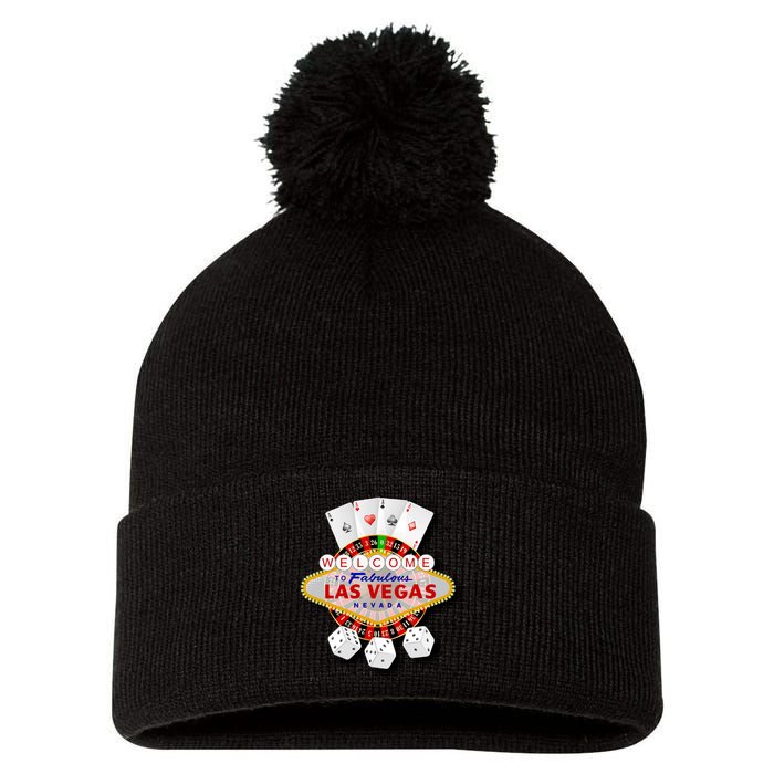 Welcome To Fabulous Las Vegas Pom Pom 12in Knit Beanie