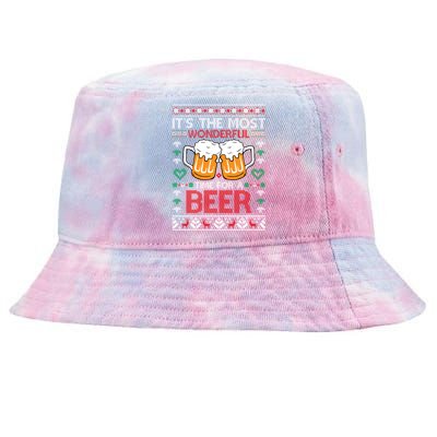 wonderful time for a beer Ugly Christmas Sweaters Tie-Dyed Bucket Hat