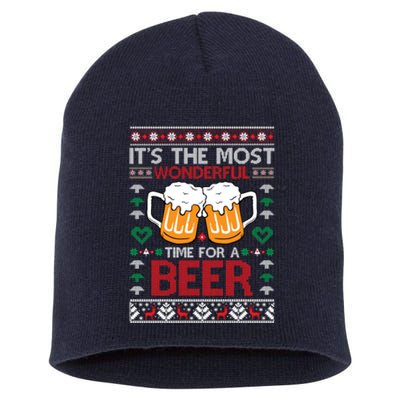 wonderful time for a beer Ugly Christmas Sweaters Short Acrylic Beanie