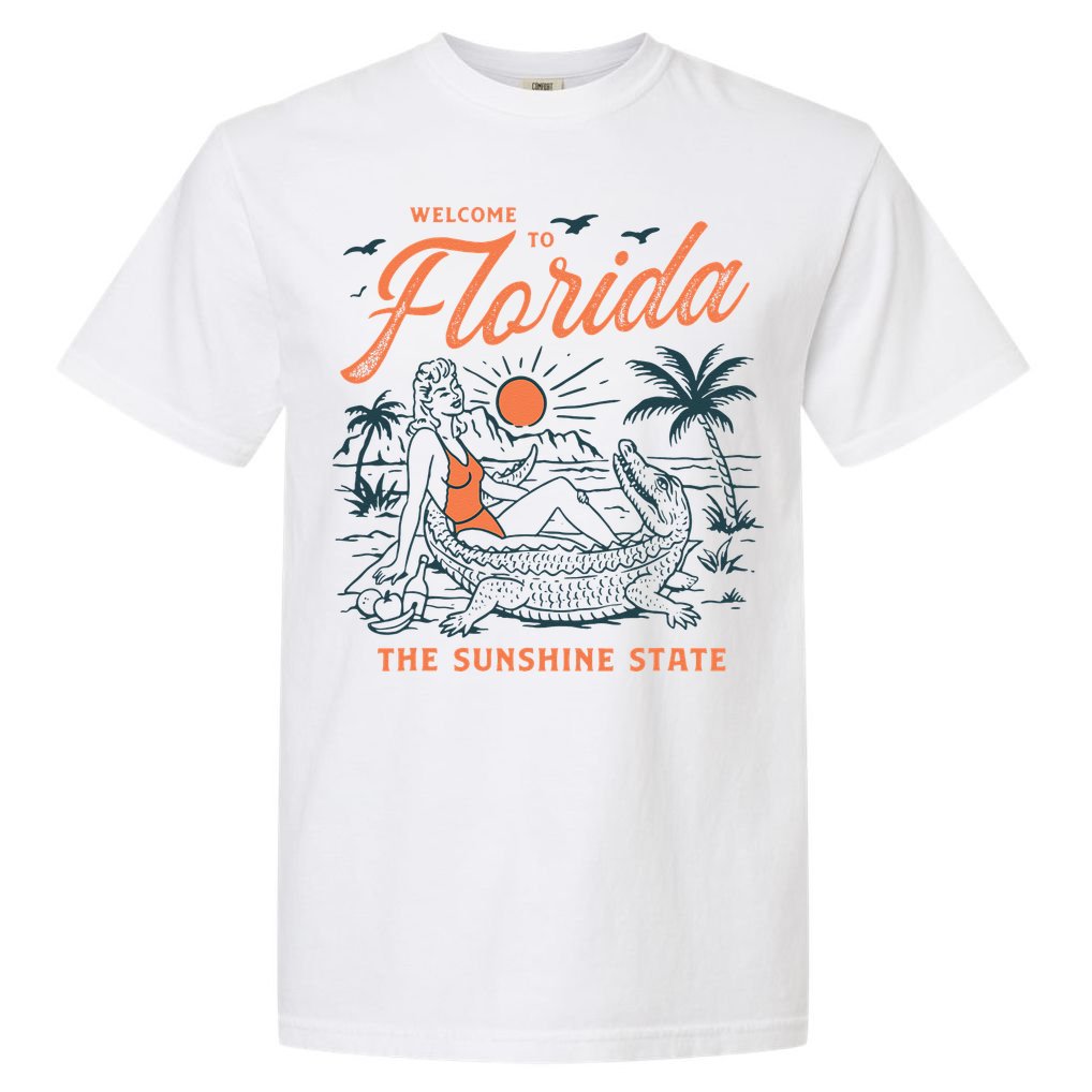 Welcome To Florida Funny Vintage Gator Beach Sunshine State Comfort Colors T-Shirt