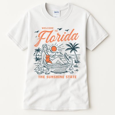 Welcome To Florida Funny Vintage Gator Beach Sunshine State Tall T-Shirt